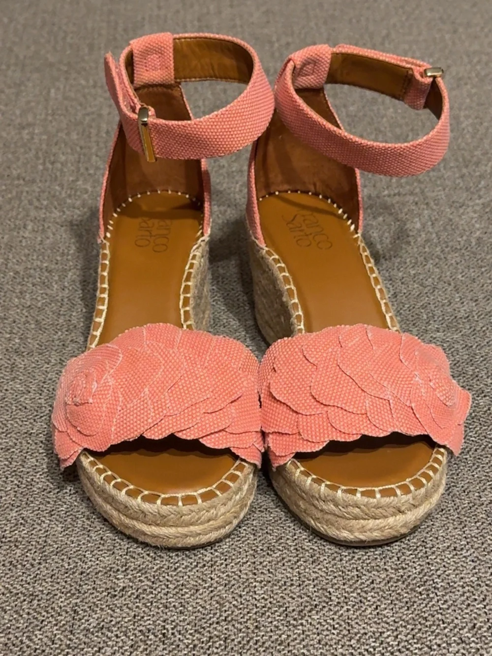 Franco Sarto Pink Floral Wedge Sandals